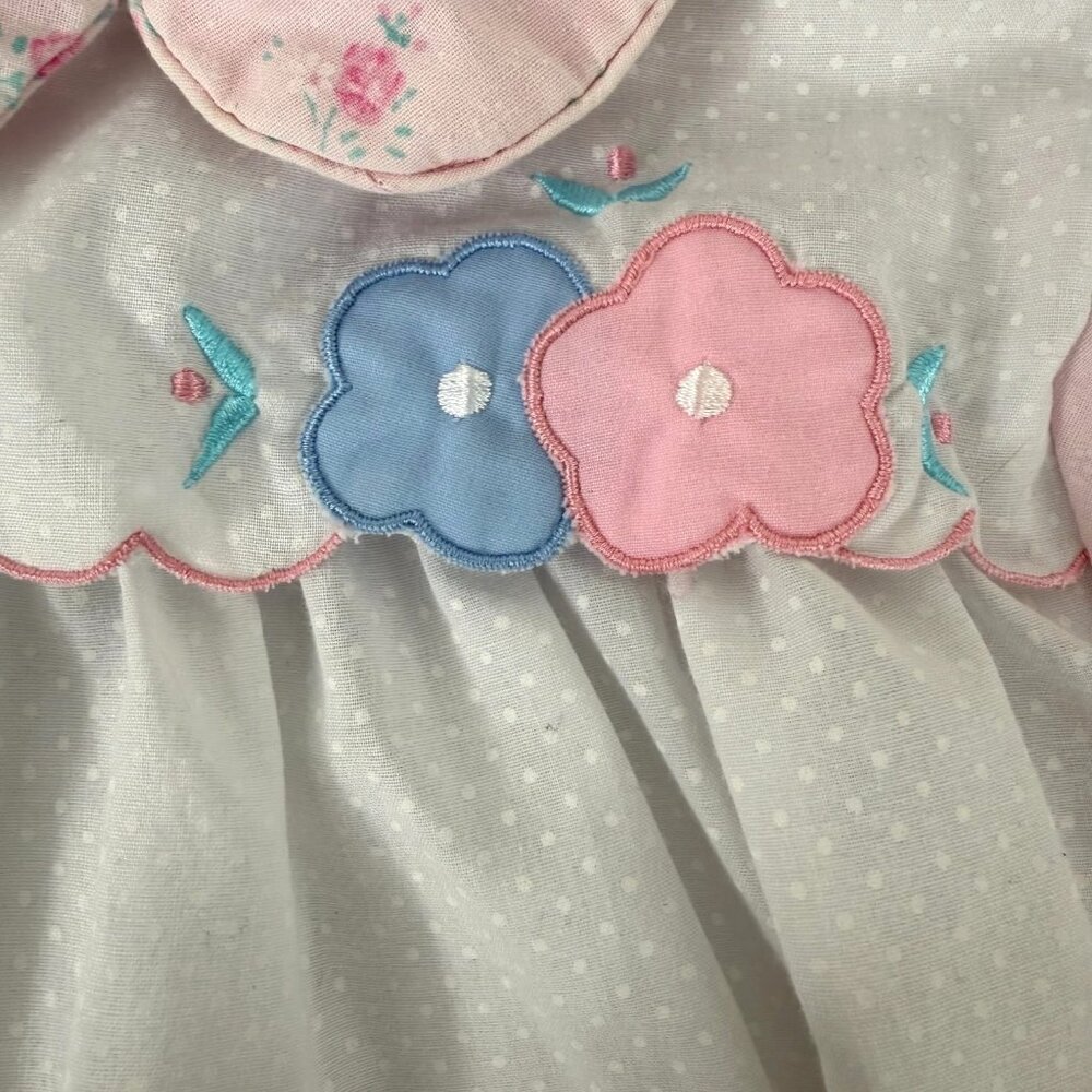 VTG Sears Baby Girls Infant Toddler Dress 24 Months Pink & White Floral Bloomers - Picture 7 of 14